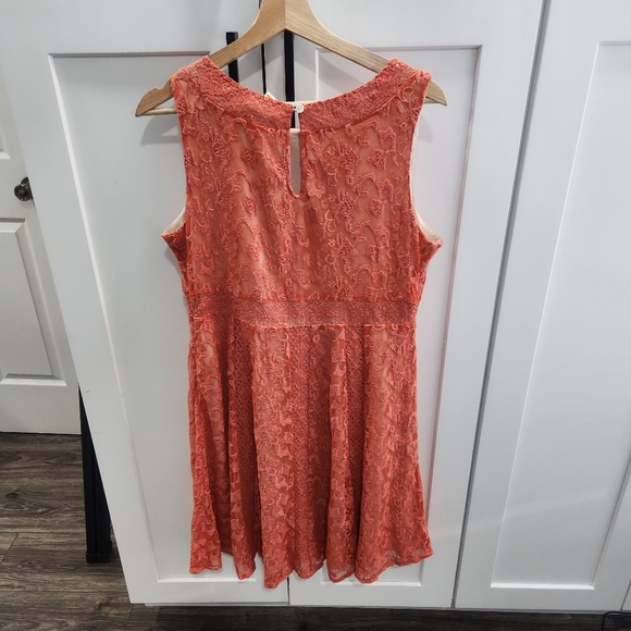 Sundance Emma Orange Coral Lace Sleeveless Dress size 10 - Picture 9 of 12